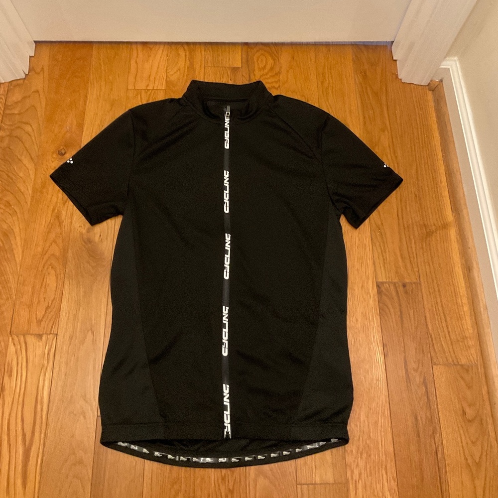 Men's Crivit Short Sleeve Black Full Zip Cycling Shirt, Size M, NWOT